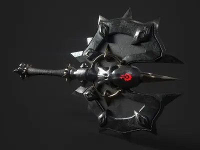 Battle Axe Low-poly 3D model 5