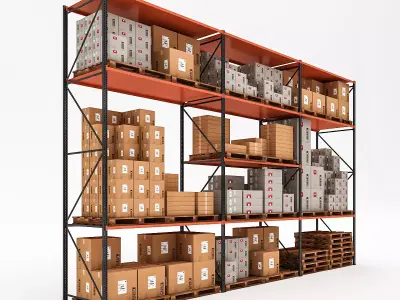 3D Warehouse Rack Model Low-poly 3D model