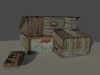shanty garage decayed Low-poly 3D model