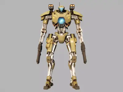 Military Assault Mech  Olive Core Low-poly 3D model