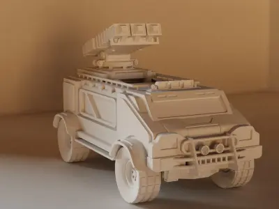 Sci-Fi military car Low-poly 3D model