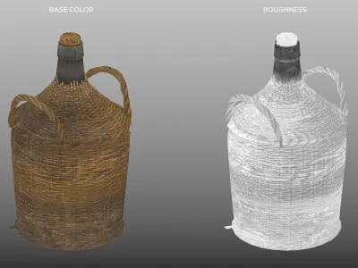 Wicker Carboy Low-poly 3D model