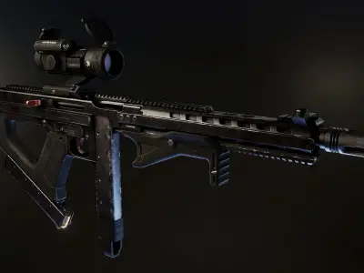Tactical Thompson SMG Low-poly 3D model