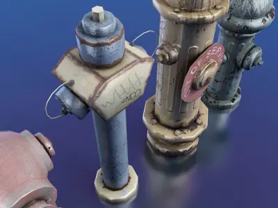 Fire Hydrants Low-poly 3D model purchase