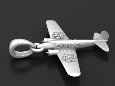 Gold airplane pendant 3D printable model   3D print model
