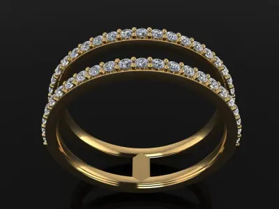 DOUBLE DIAMOND ROW BAND RING SIZE 6 3D print model