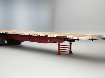 Used Flatbed Semi-Truck Trailer 3D model purchase