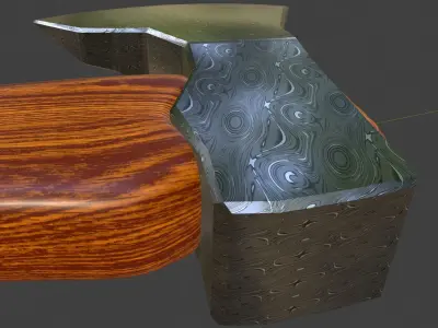 Damascus steel axe  3D model