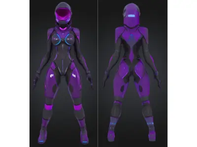 Futuristic Female Sci-Fi Soldier Low-poly 3D model