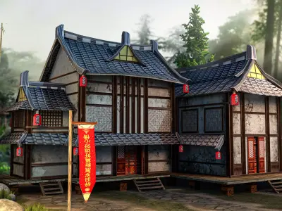 Chinese House Low-poly 3D model