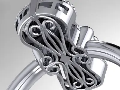 Vintage art nouveau classic millgrain Ladies Ring 3DModel 3D print model