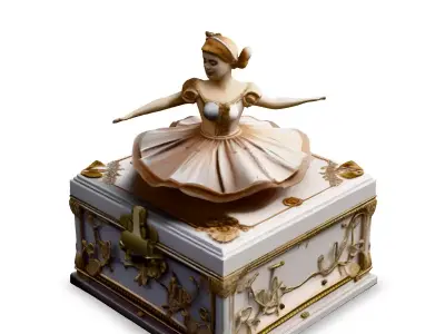 Elegant Ballerina Music Box 3D Model Low-poly 3D model