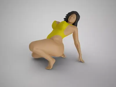 Woman Back Bend Knee Up 3D print model