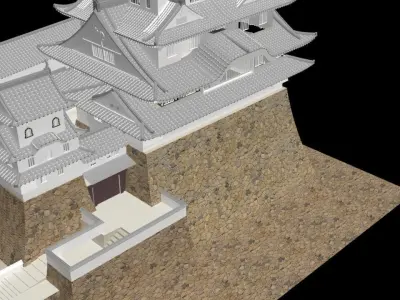 Himeji Castle famous historical site Low-poly 3D model