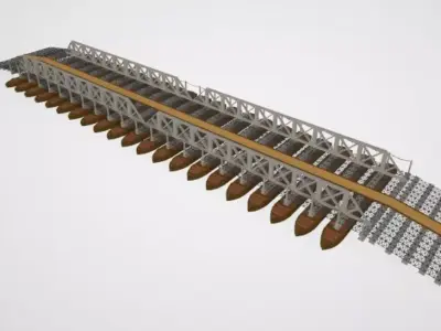 Pontoon Bridge Model  Low-poly 3D model