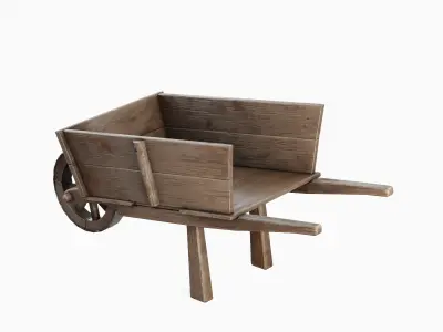 Medieval Wooden Cart 05 Low-poly 3D model
