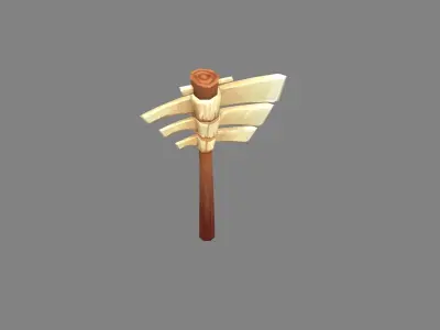 Cartoon Bone Axe - Primitive Weapon Low-poly 3D model