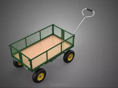 STEEL MESH TRAY GARDEN WHEELBARROW DUMP WAGON CART TROLLEY CARGO 3D model