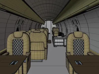 Jet Interior Low-poly 3D model
