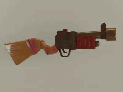 Cartoon type game gun  Low-poly 3D model