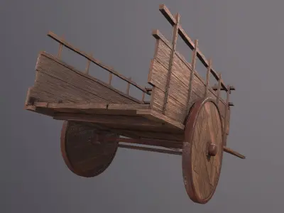 Old Wooden Cart 3D Model Low-poly 3D model