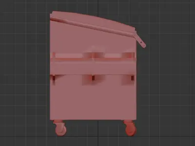 a 3D model of a dumpster rendered in a 3D modeling software Low-poly 3D model