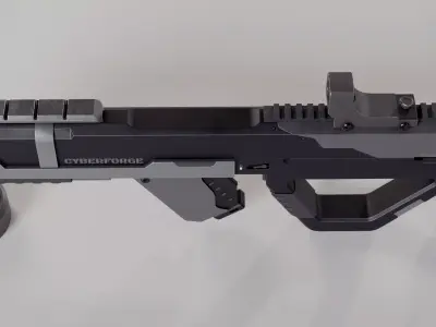 Sci-Fi Gun Game Ready Low Poly Weapon Low-poly 3D model