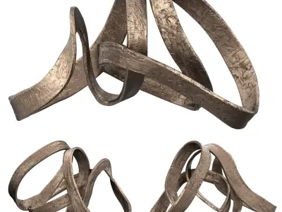 Metal 18 Loopy Table Object Brass Antique 3D model