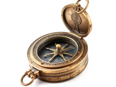 Antique Brass Compass Model Pack for Navigation Simulations Low-poly 3D model