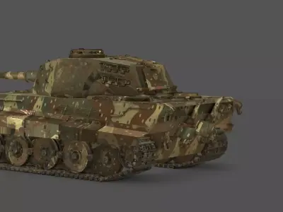 Tiger II Tank 3D Model Low-poly 3D model