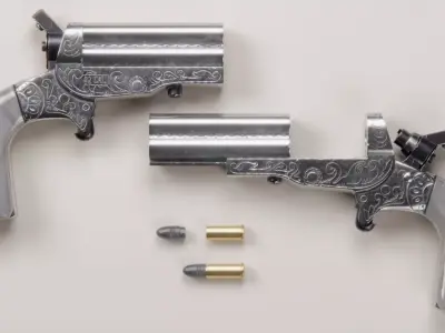 Engraved HJS Frontier Four Derringer Pearl Grip Low-poly 3D model