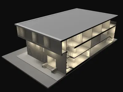 Home office in section cut 25-08 3D model