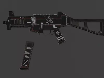 Low Poly UMP-9 Game Ready Quad Topology PBR Textures Low-poly 3D model