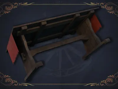 Medieval Table Low-polygon 3D model Low-poly 3D model