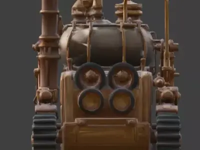 Steampunk Heavy Battle Tank 3D Model Low-poly 3D model