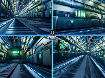 Cyberpunk Sci-Fi Passage Environment Low-poly 3D model