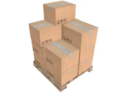 Pallet with Boxes Low-poly 3D model