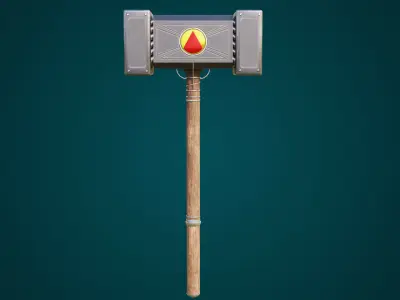 Battle Hammer 10 All PBR Unity UE V-Ray Textures Included Low-poly 3D model