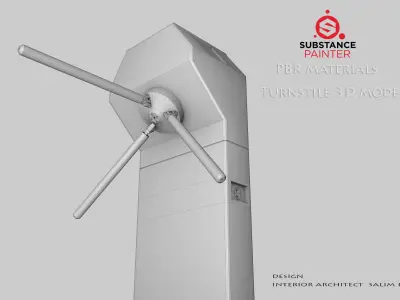 Turnstile 3D model turntable with handle Low-poly 3D model