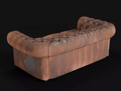 Vintage Chesterfield Leather Couch 3D model