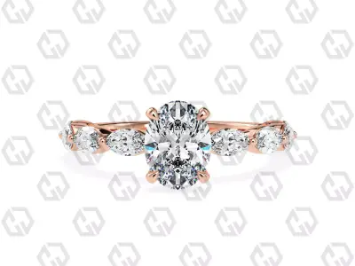 Ring 86 Oval Shape marquise on shanks with Gems 3D print model