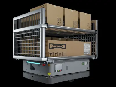 Industrial  3D AGV Trolley Free low-poly 3D model