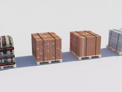 Pallet Collection with bricks 3D model purchase
