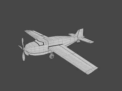 LowPoly Cartoon Propeller Plane  Blender 3D Model Low-poly 3D model