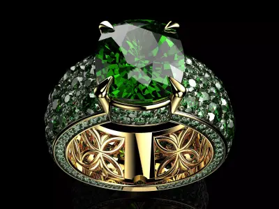 Elegant Cushion Men Ring 3dm STL Ready for Casting Model N1688 3D print model