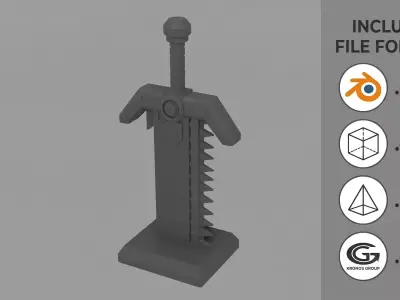 Gothic Future Saw Blade Sword High Detail Cosplay Miniature Prop 3D print model