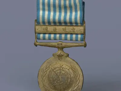 My grandfathers UN medal from forgotten    Korean War 3D model