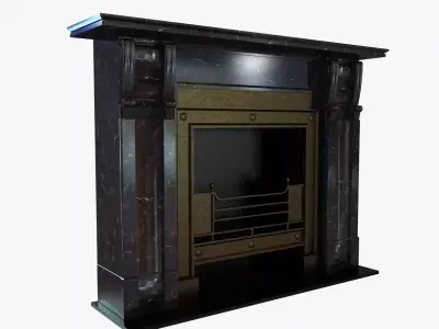 Black marble vintage fireplace 3D model
