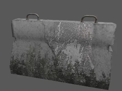Military Concrete Barrier Low-poly 3D model