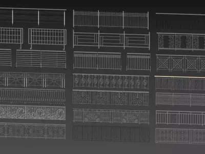 Wrought iron railing 3D model shop